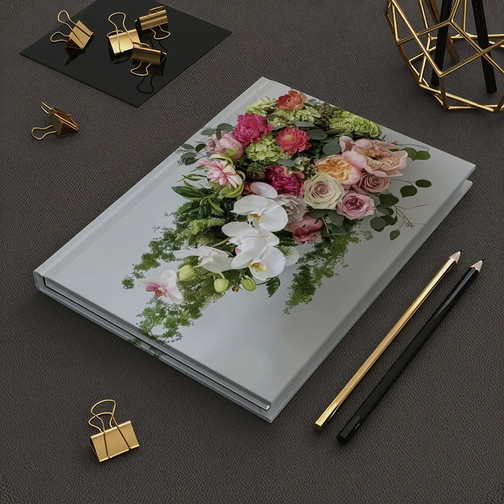 Cascading Orchid Rose Peony Floral Bouquet – Notebooks