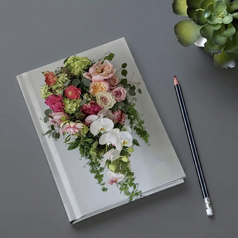 Cascading Orchid Rose Peony Floral Bouquet – Notebooks