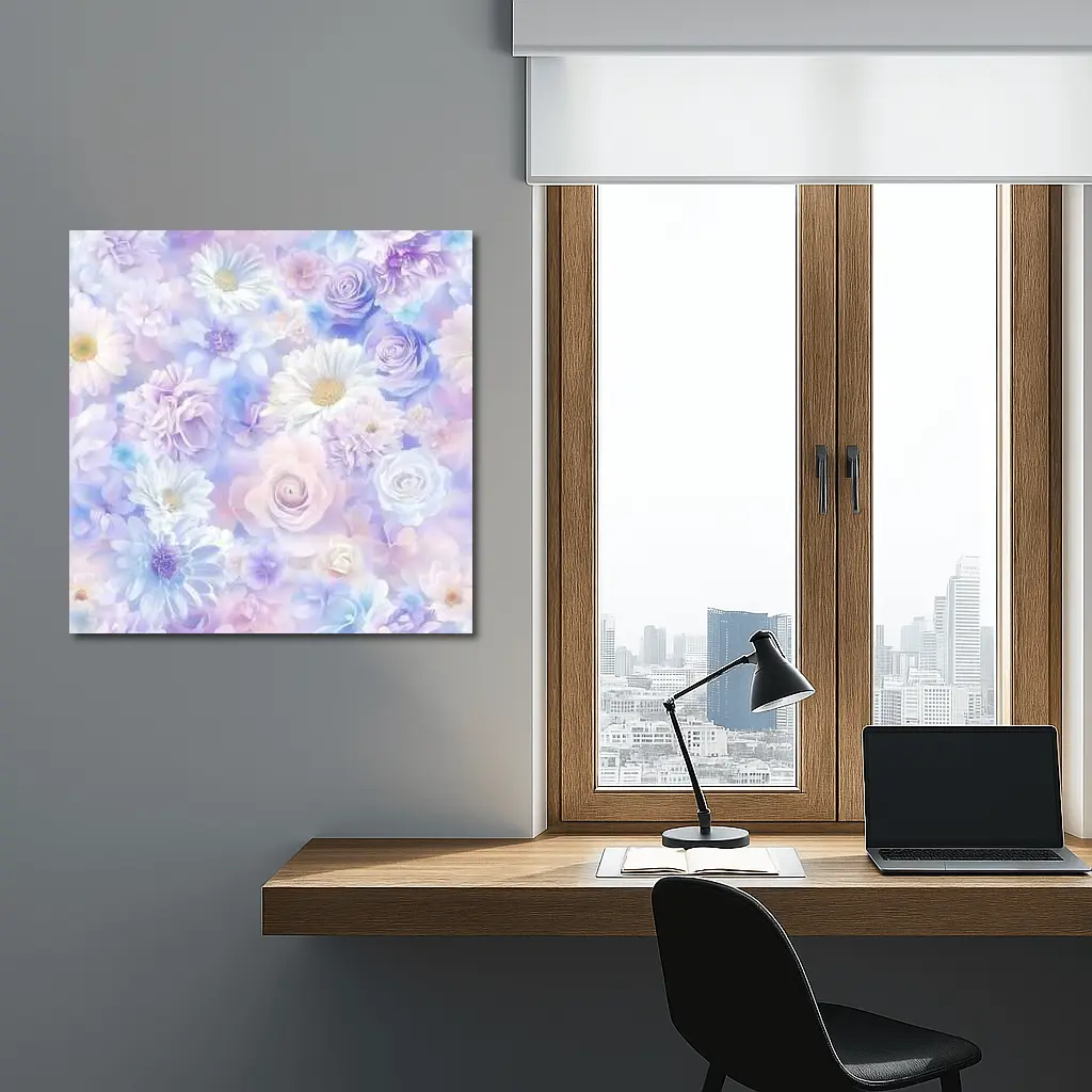 Soft Pastel Roses Daisies Floral Pattern – Wall Art