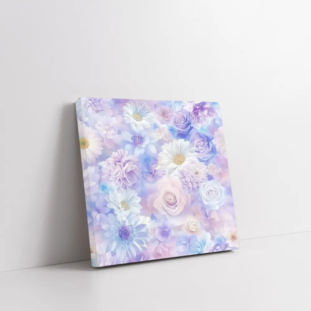 Soft Pastel Roses Daisies Floral Pattern – Wall Art