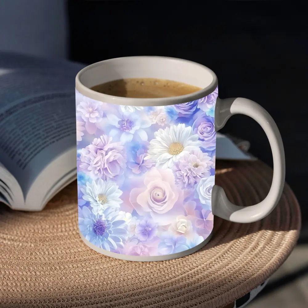 Soft Pastel Roses Daisies Floral Pattern – Mugs