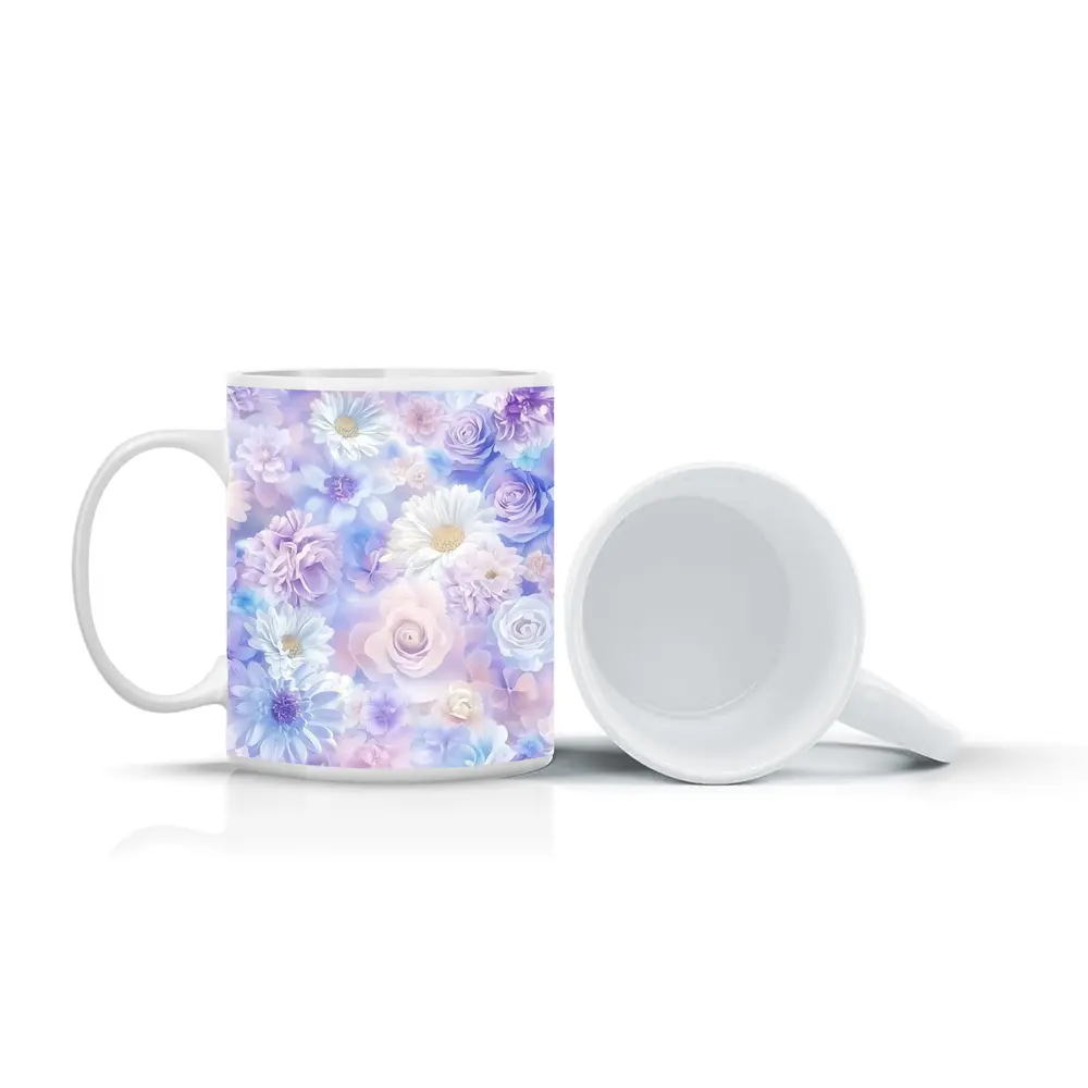 Soft Pastel Roses Daisies Floral Pattern – Mugs
