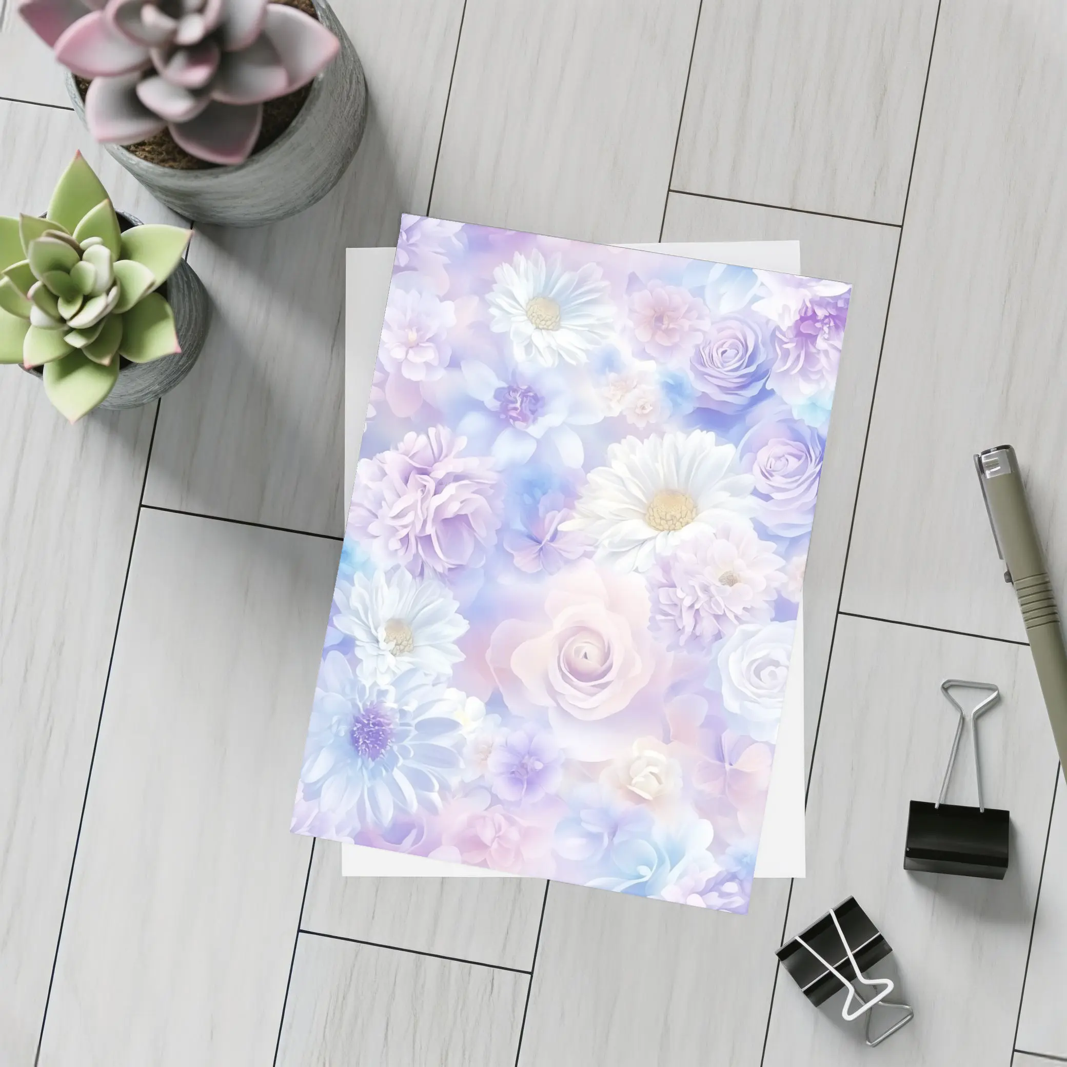 Soft Pastel Roses Daisies Floral Pattern – Postcards