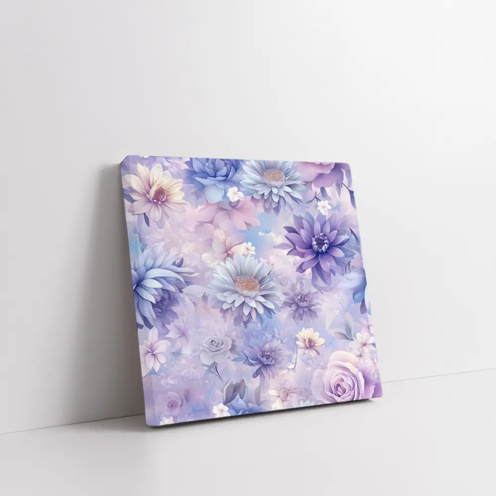 Soft Purple Blue Floral Watercolor Pattern Art – Wall Art