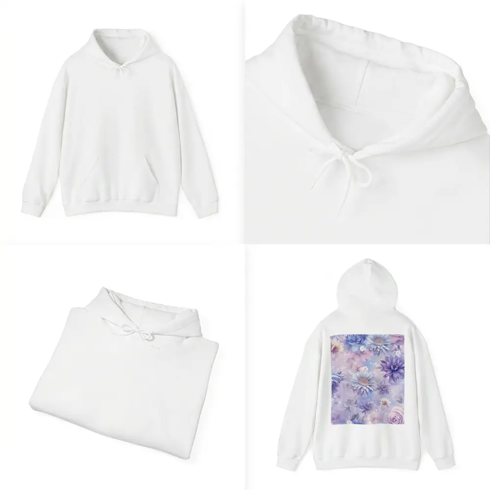 Soft Purple Blue Floral Watercolor Pattern Art – Hoodies