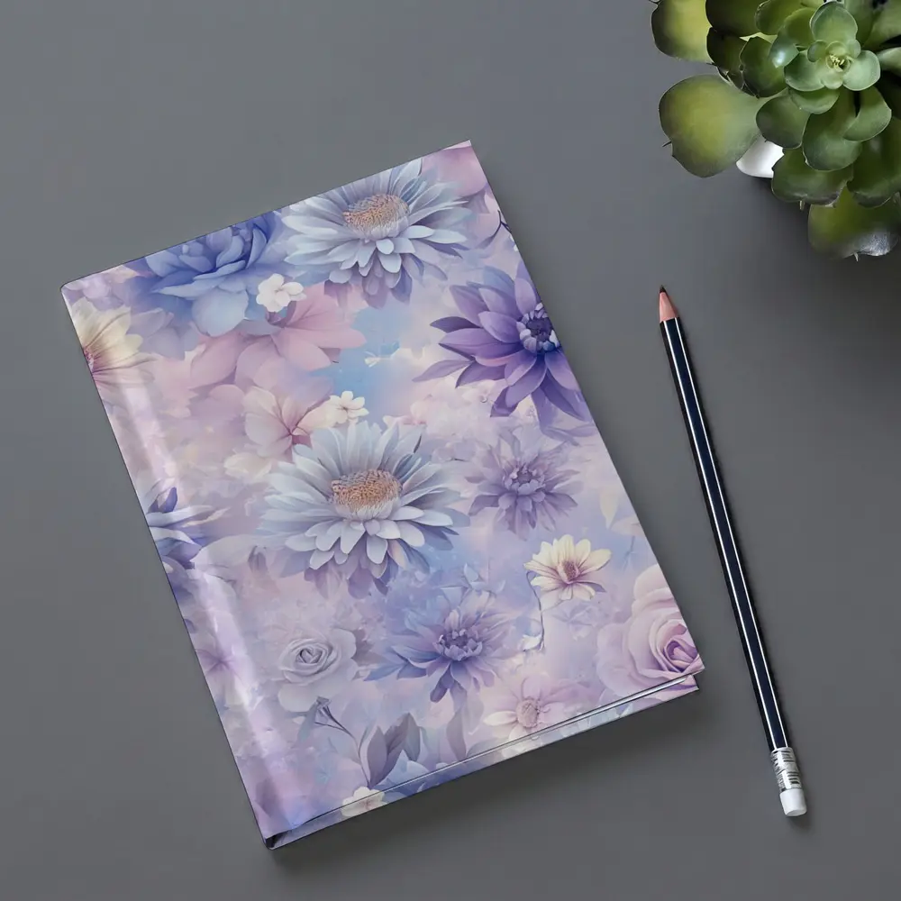 Soft Purple Blue Floral Watercolor Pattern Art – Notebooks