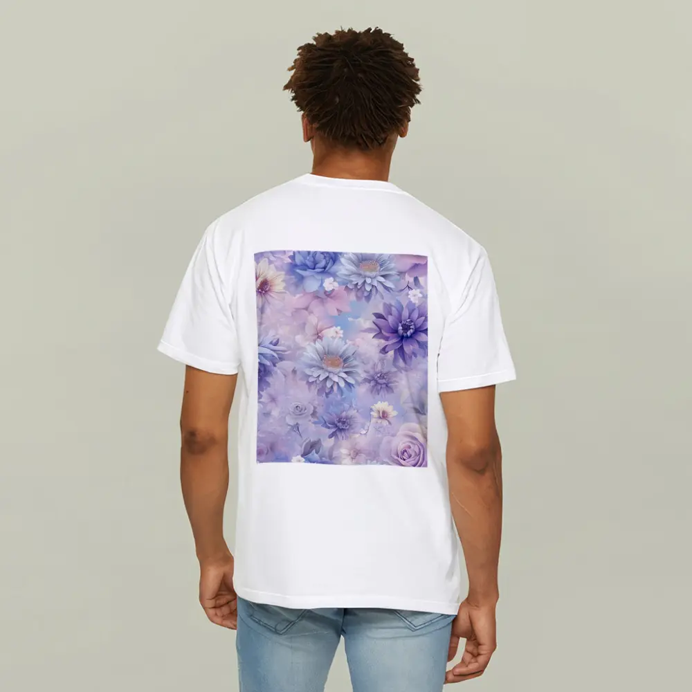 Soft Purple Blue Floral Watercolor Pattern Art – T-Shirts