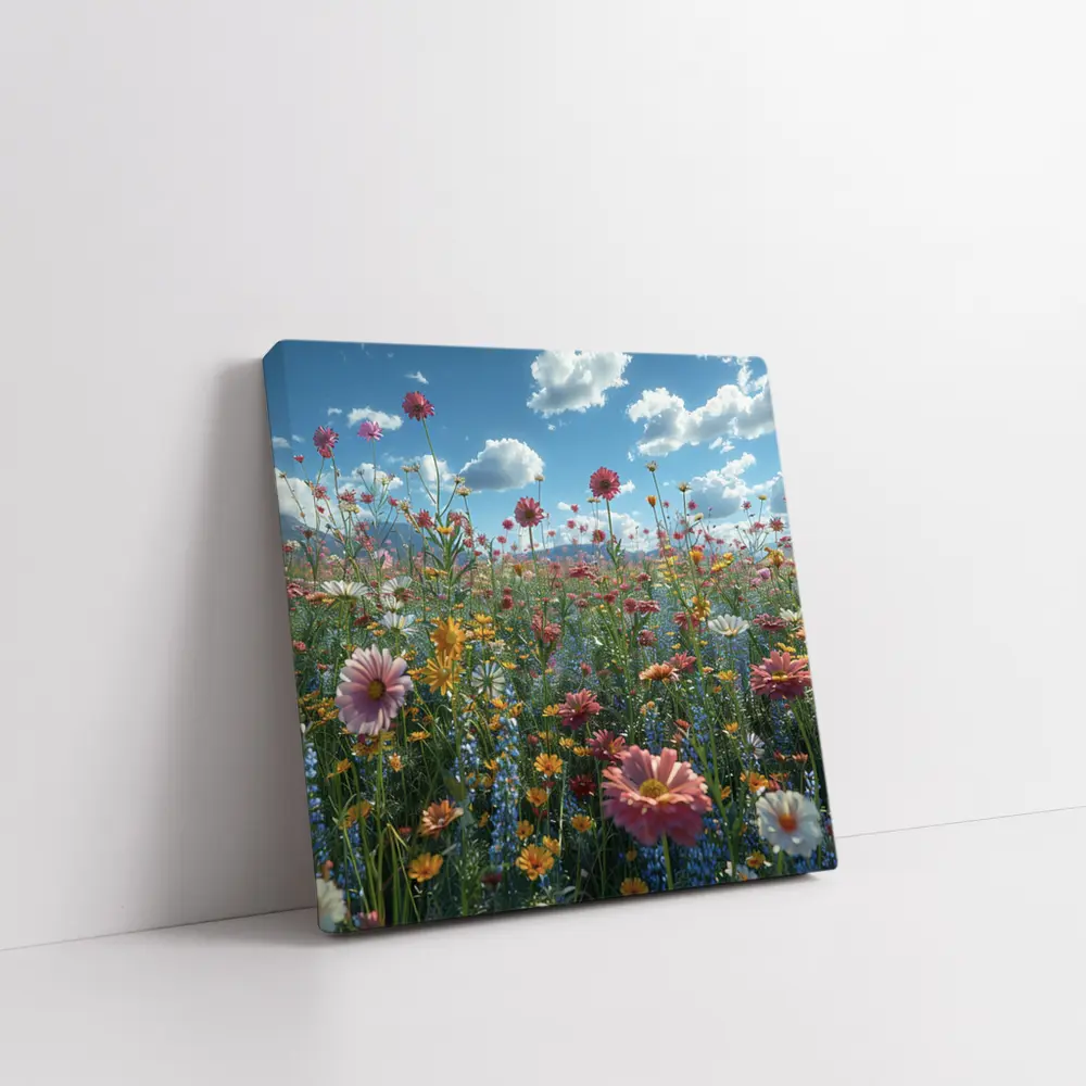 Wildflower Field Blue Sky Sunny Day – Wall Art