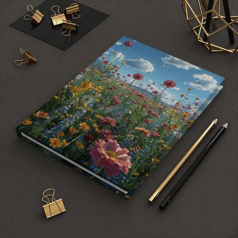 Wildflower Field Blue Sky Sunny Day – Notebooks
