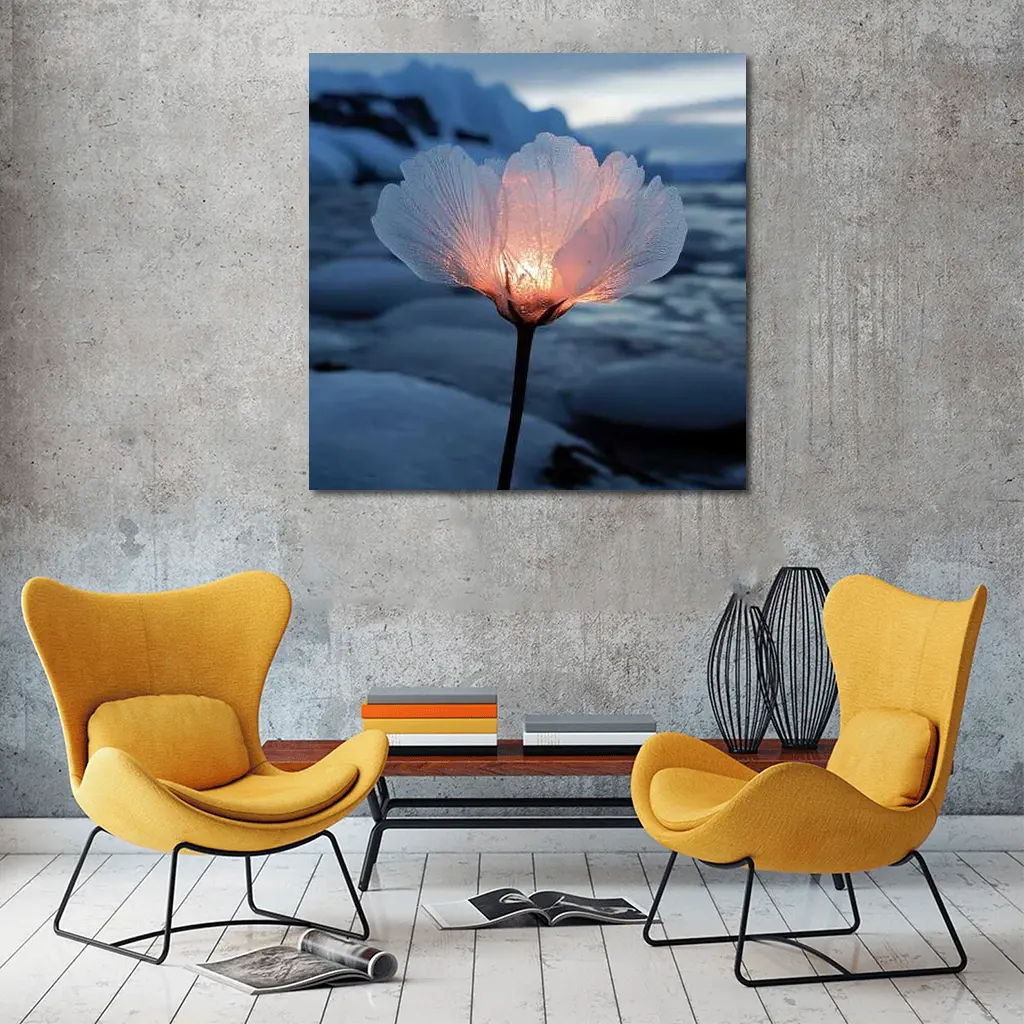 Glowing Ice Flower Arctic Glacier Winter Scene – Wall Art