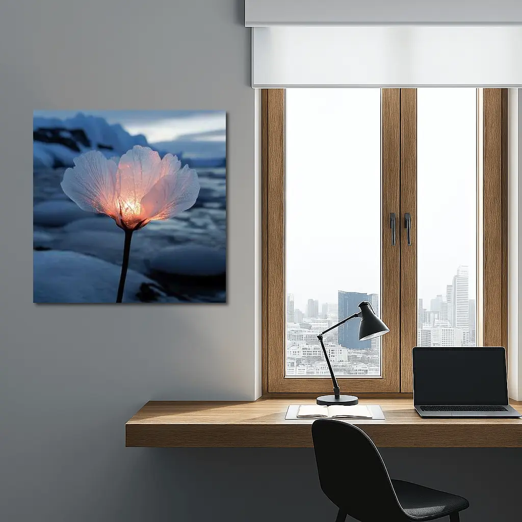 Glowing Ice Flower Arctic Glacier Winter Scene – Wall Art