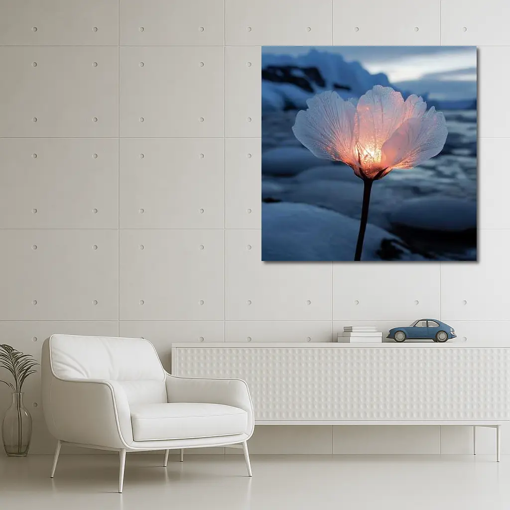 Glowing Ice Flower Arctic Glacier Winter Scene – Wall Art