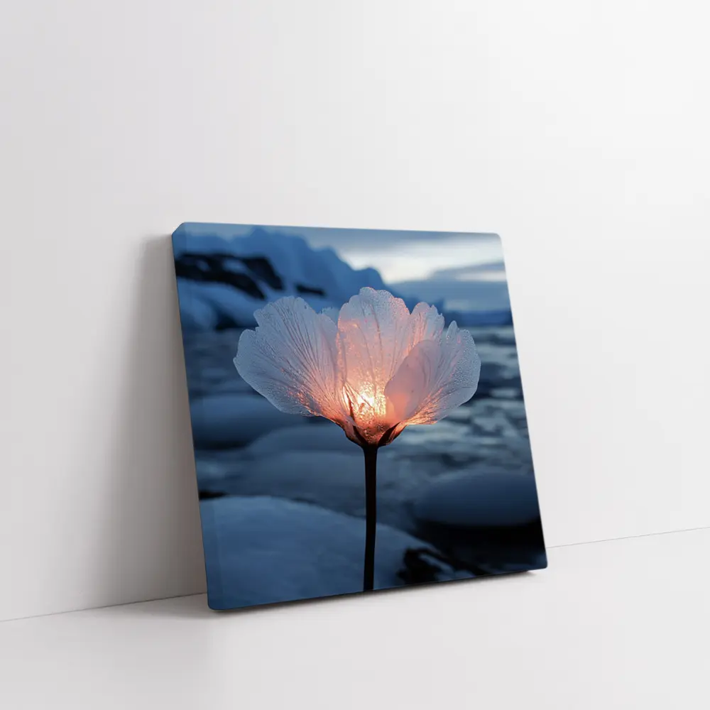 Glowing Ice Flower Arctic Glacier Winter Scene – Wall Art