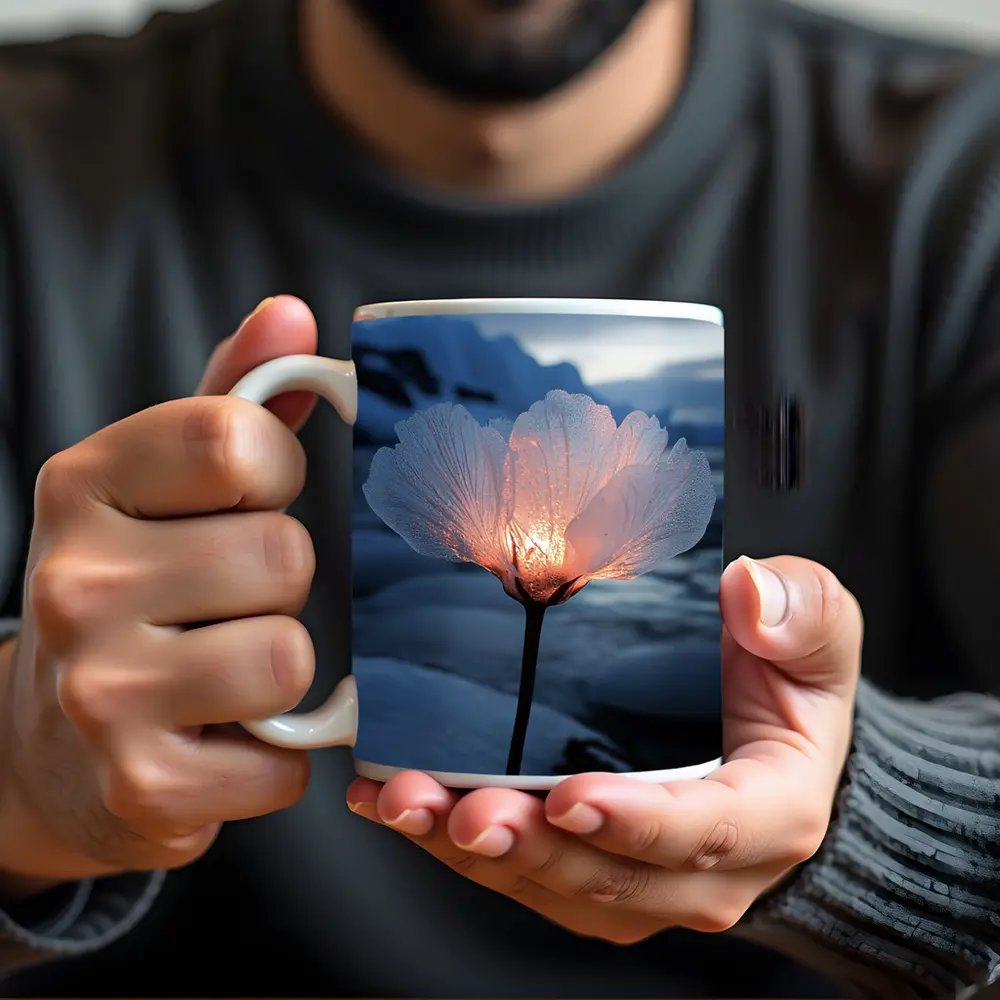 Glowing Ice Flower Arctic Glacier Winter Scene – Mugs