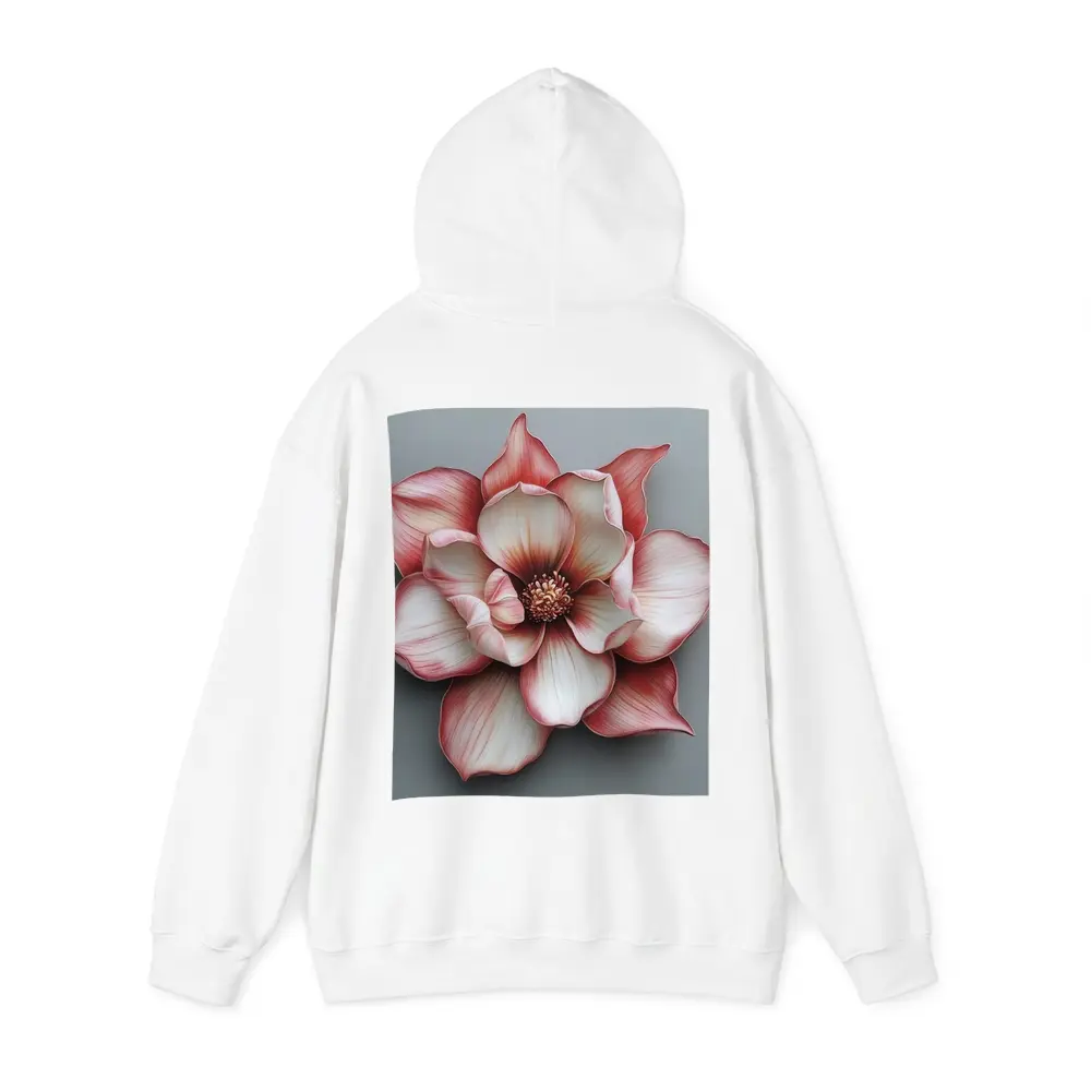 Pink Magnolia Flower Gray Background Art – Hoodies
