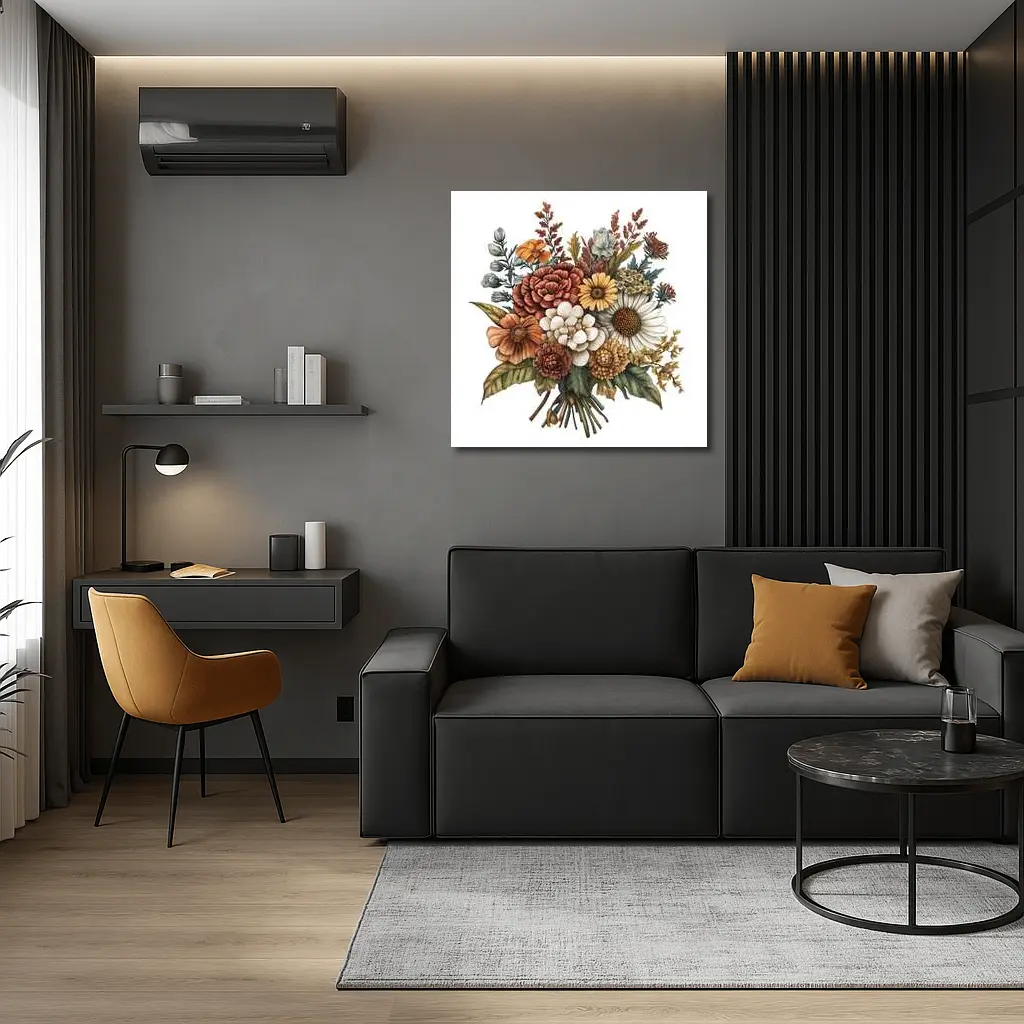 Autumn Wildflower Bouquet Botanical Illustration Art – Wall Art