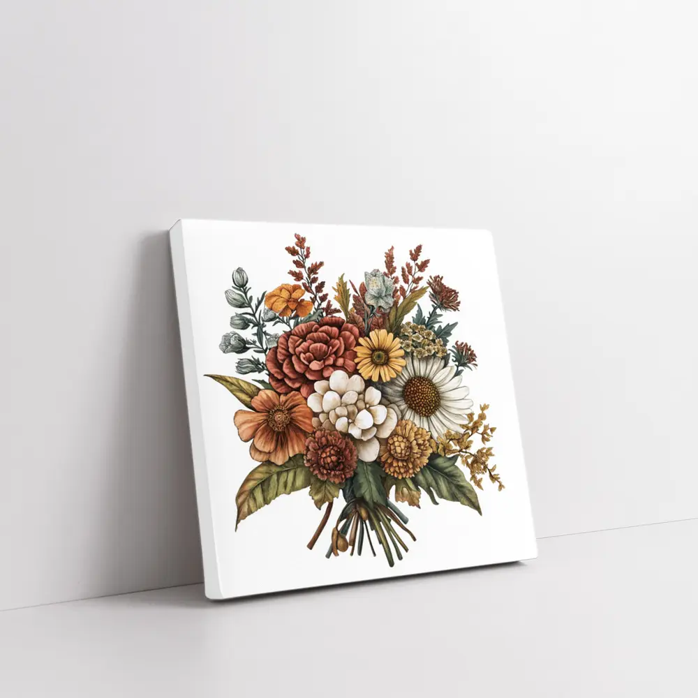 Autumn Wildflower Bouquet Botanical Illustration Art – Wall Art