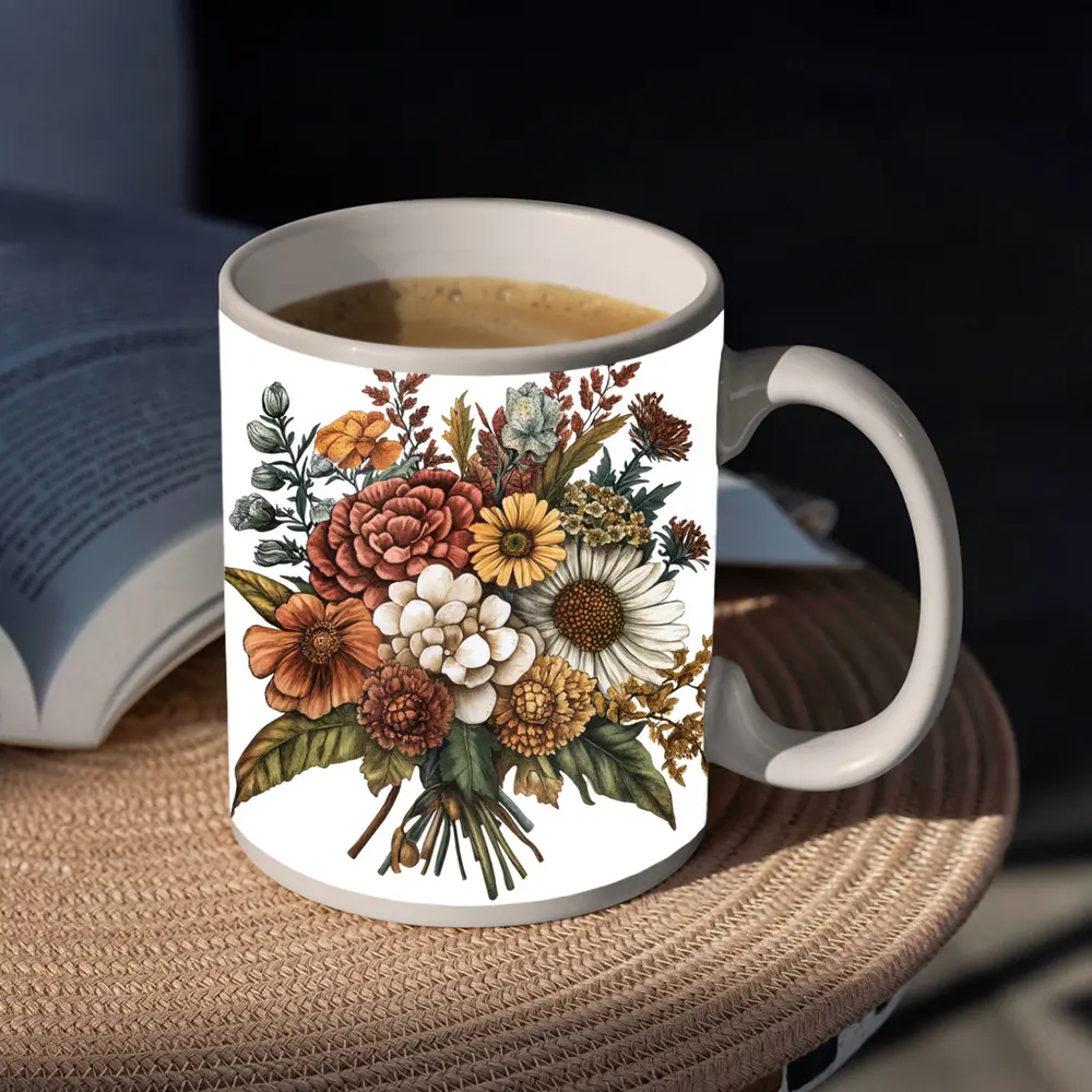 Autumn Wildflower Bouquet Botanical Illustration Art – Mugs