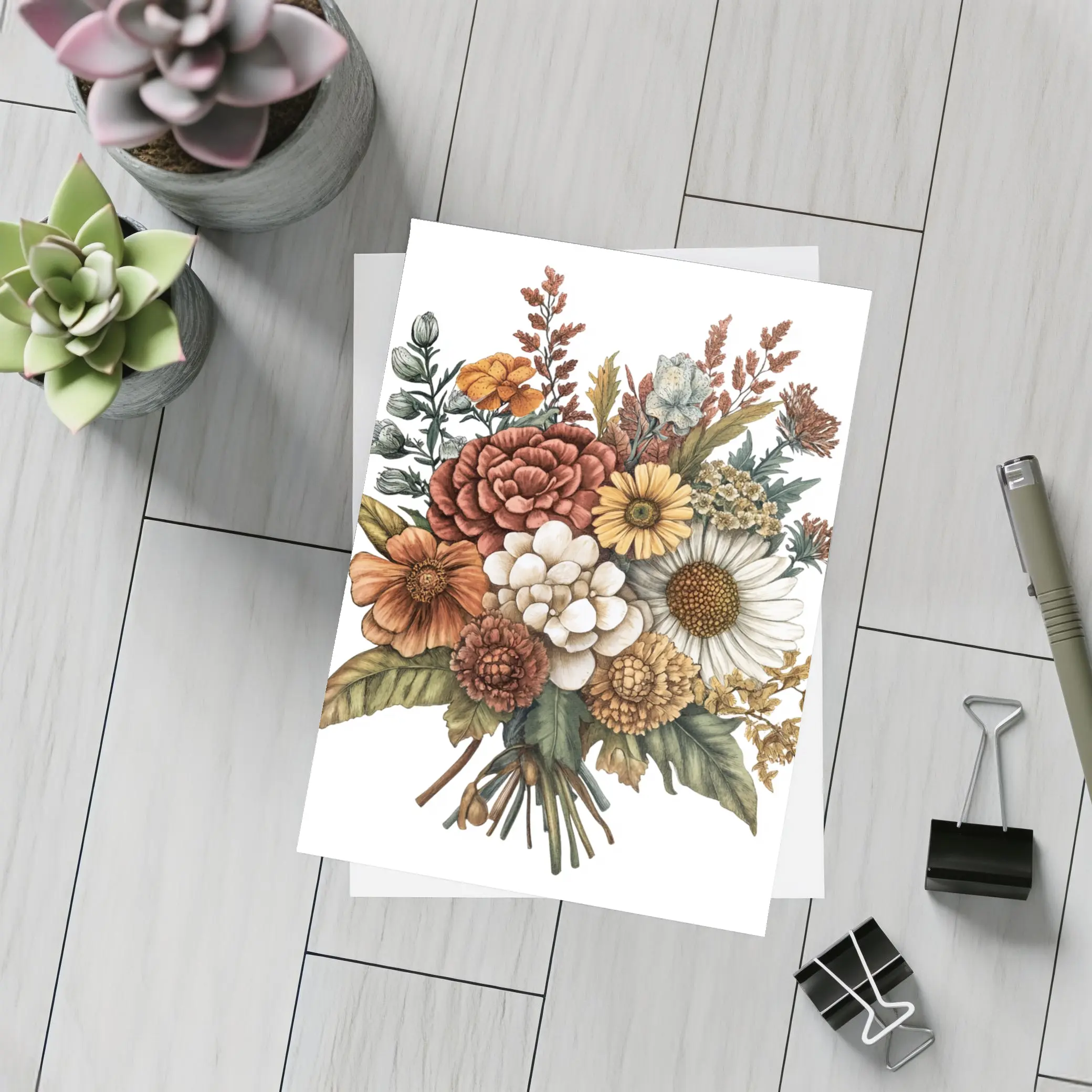 Autumn Wildflower Bouquet Botanical Illustration Art – Postcards