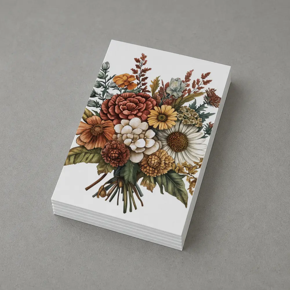 Autumn Wildflower Bouquet Botanical Illustration Art – Postcards