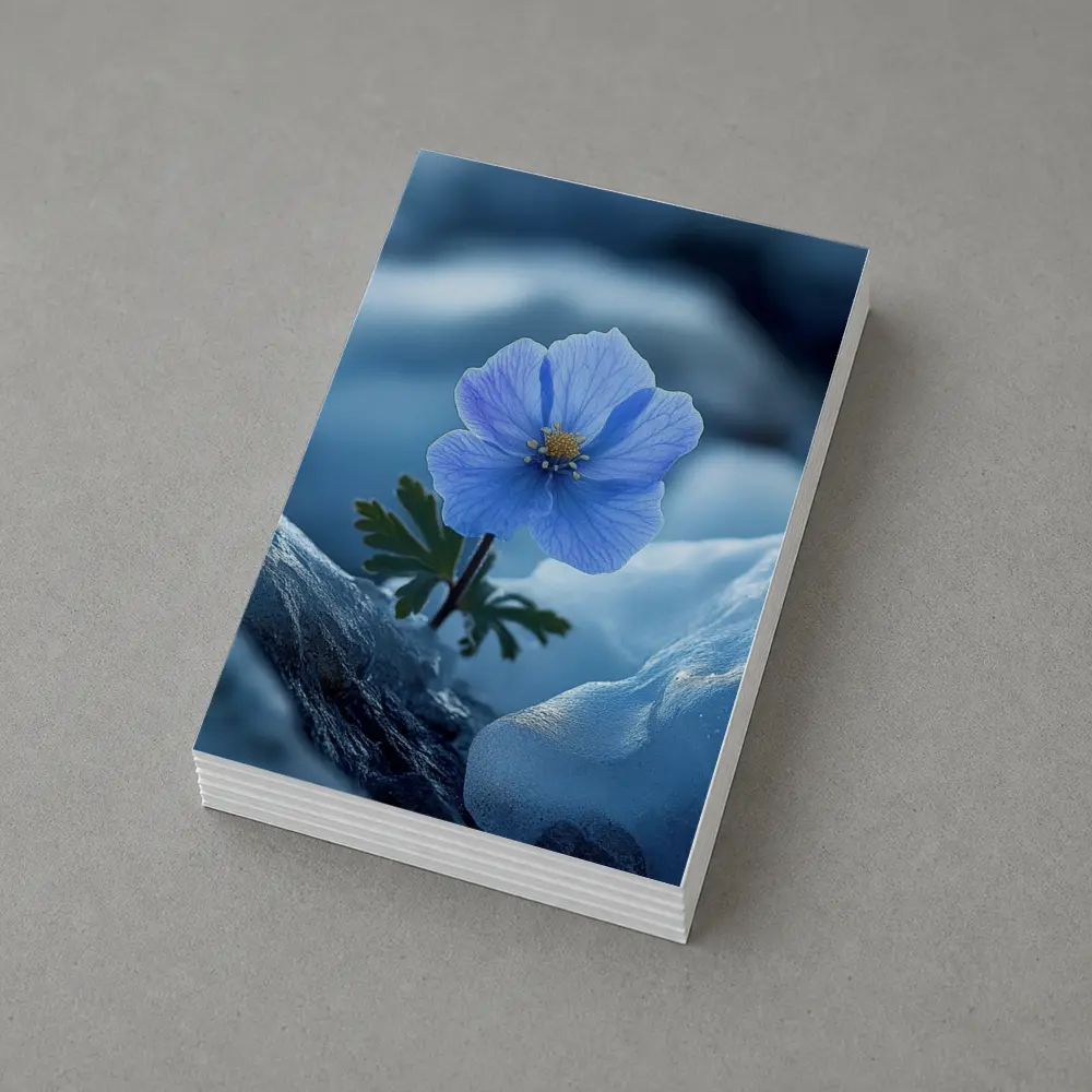 Blue Himalayan Poppy Growing Between Icy Rocks – Postcards