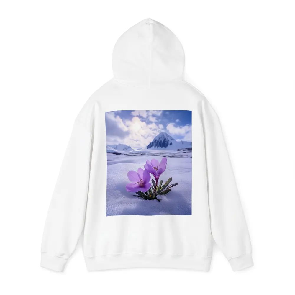 Purple Crocus Flowers Blooming In Snow – Hoodies