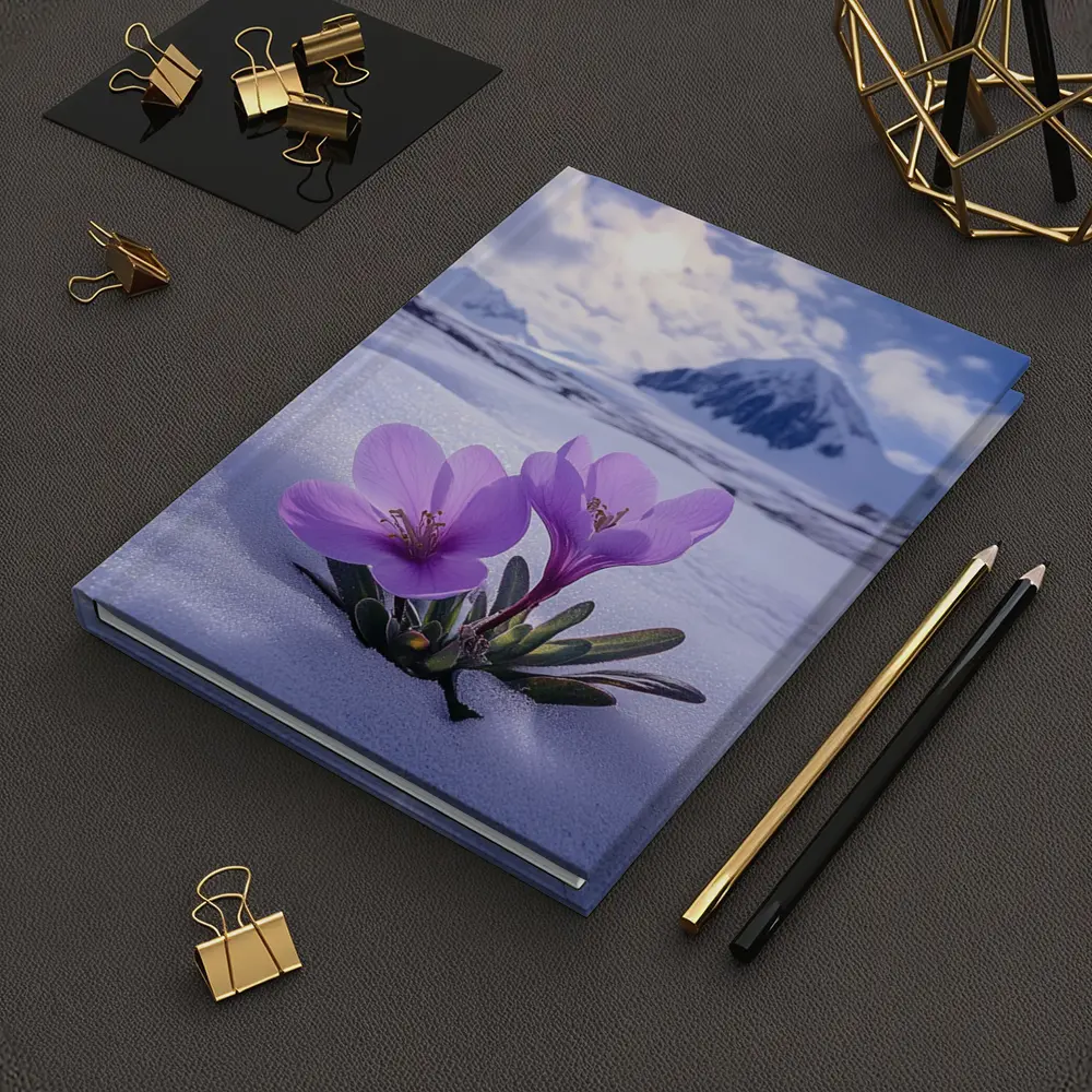 Purple Crocus Flowers Blooming In Snow – Notebooks