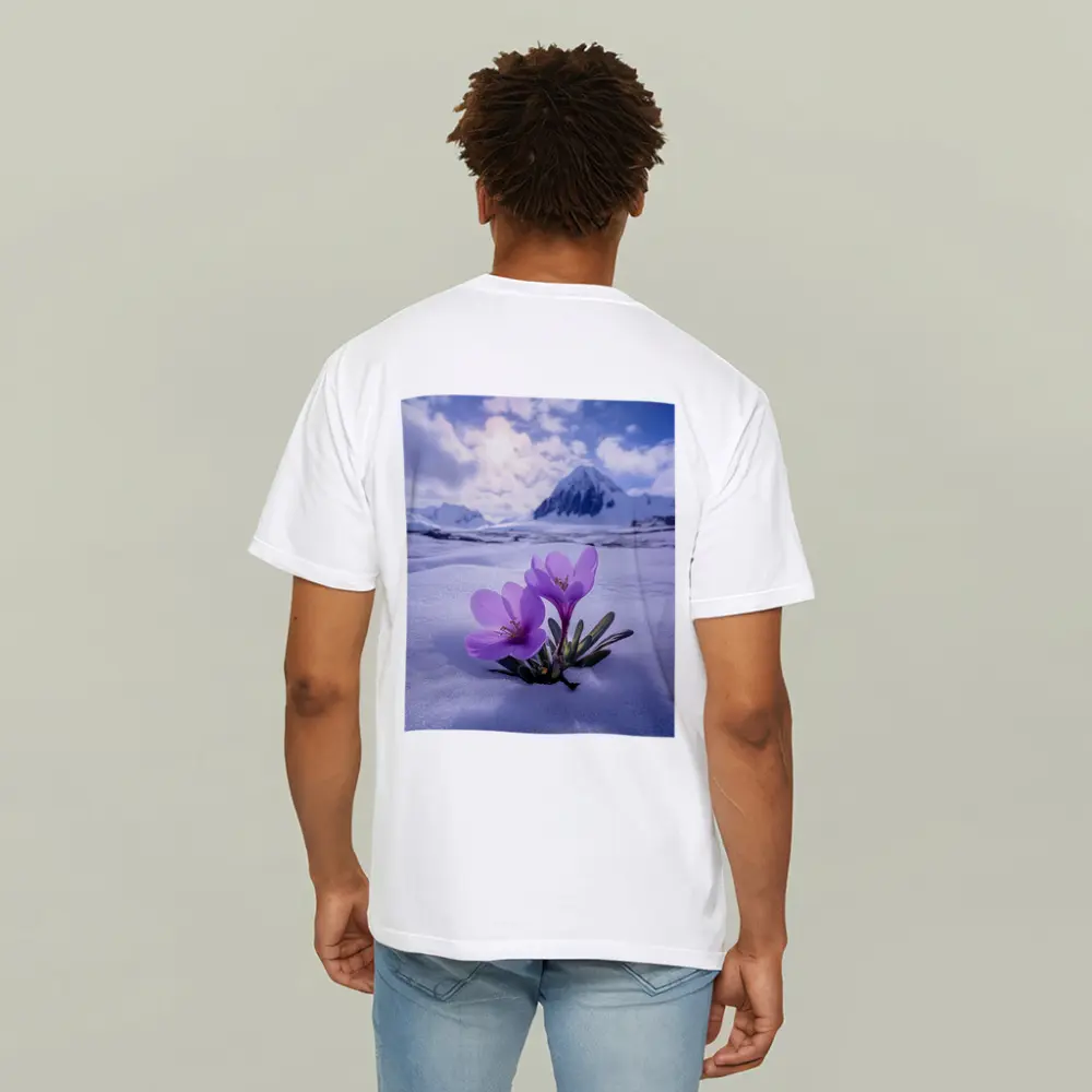 Purple Crocus Flowers Blooming In Snow – T-Shirts