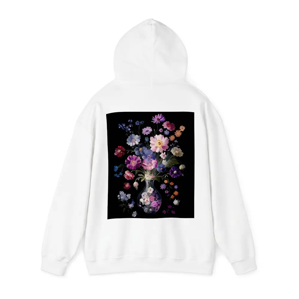 Mixed Flowers Glass Vase Black Background – Hoodies