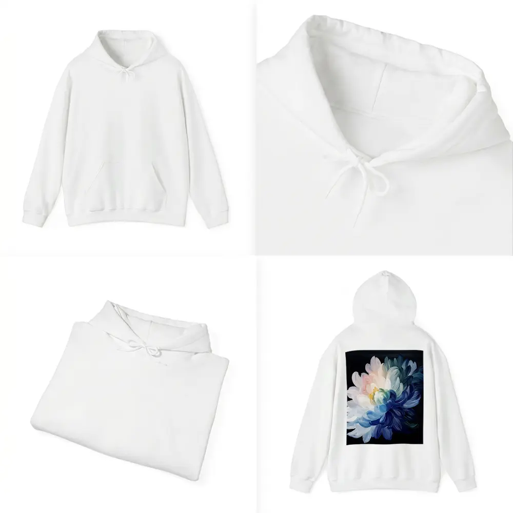 Chrysanthemum Oil Painting Dark Black Background – Hoodies