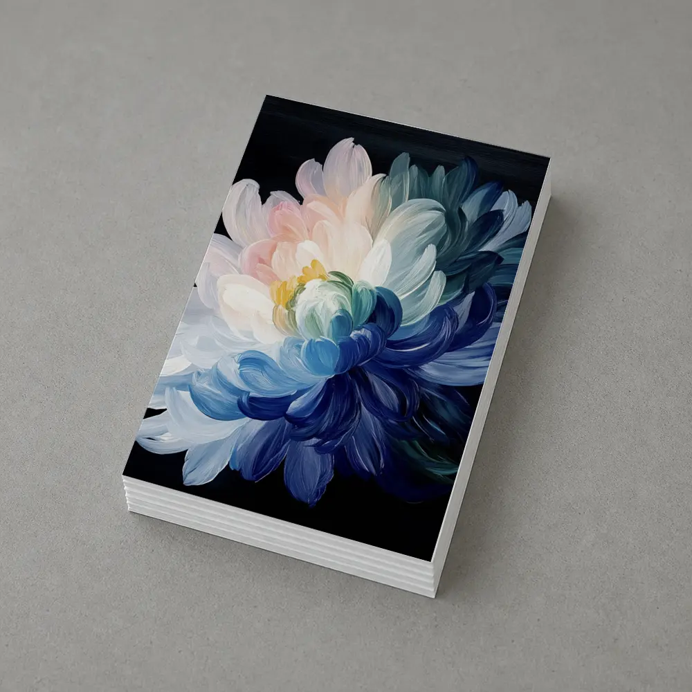 Chrysanthemum Oil Painting Dark Black Background – Postcards