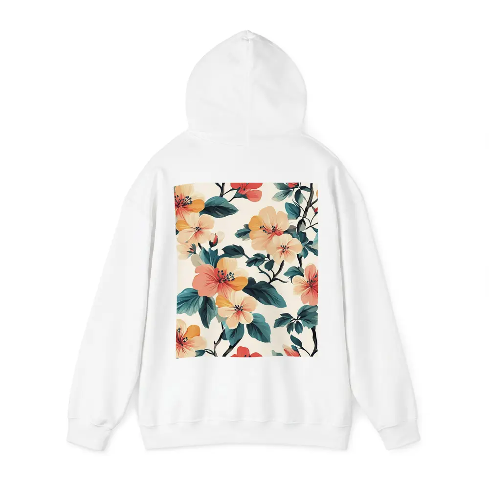 Tropical Floral Pattern Peach Coral Teal Leaves – Hoodies