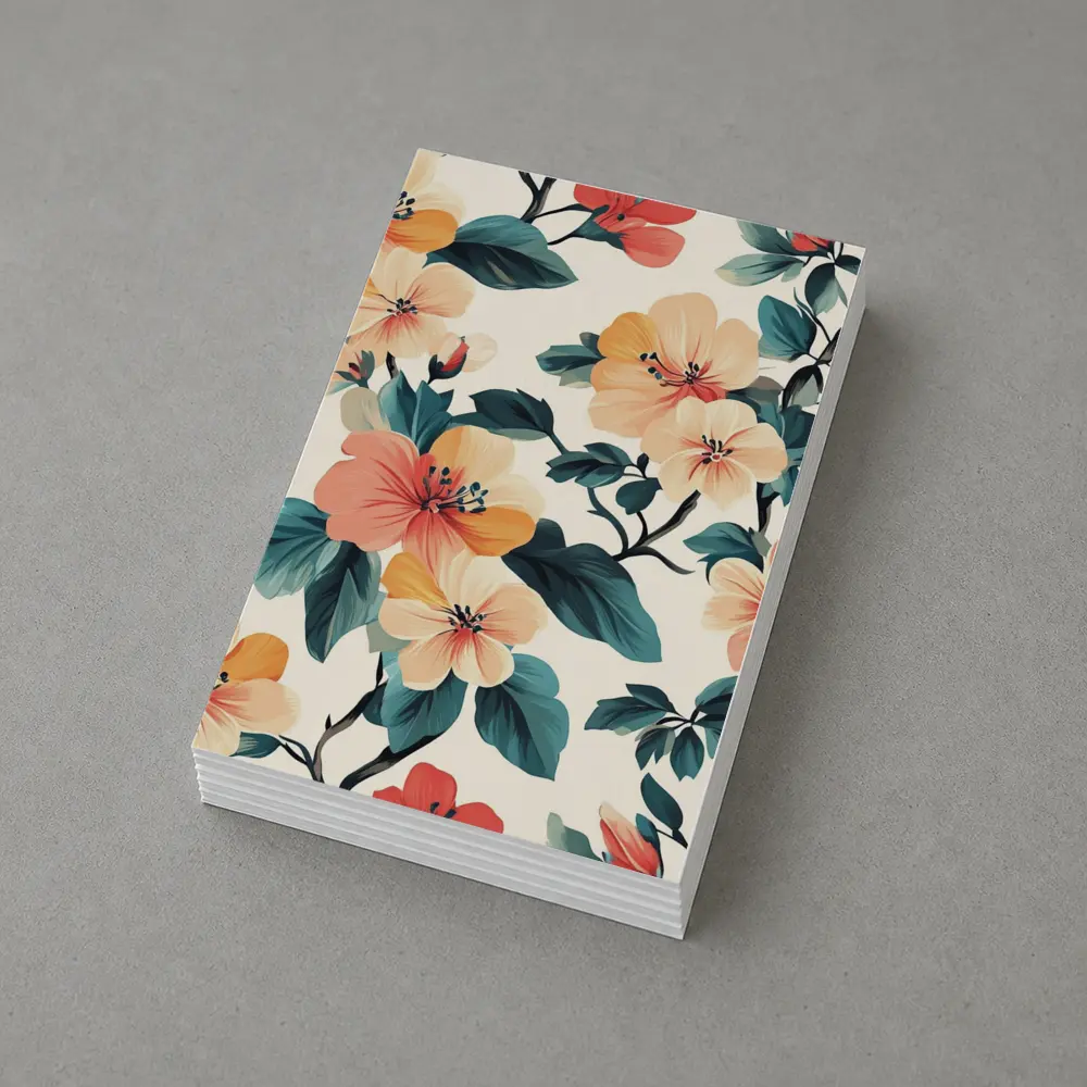 Tropical Floral Pattern Peach Coral Teal Leaves – Postcards