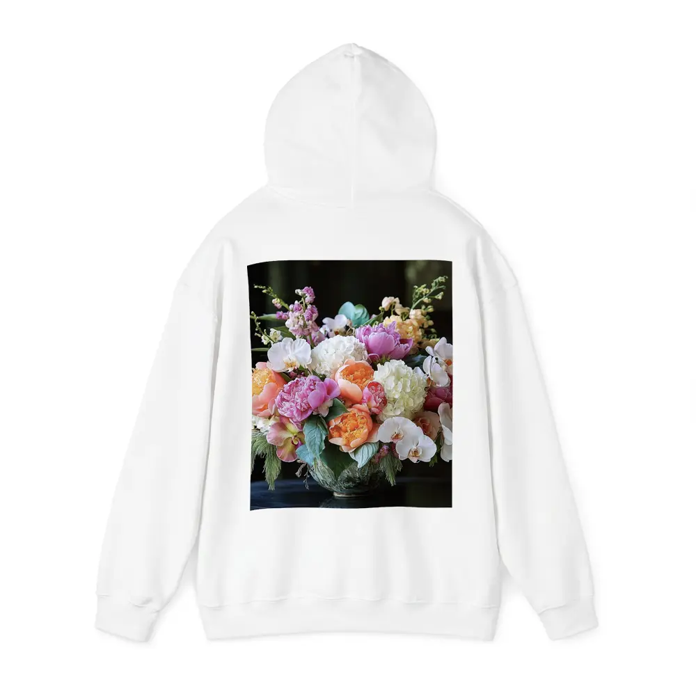 Peonies Orchids Hydrangea Bouquet Dark Background – Hoodies