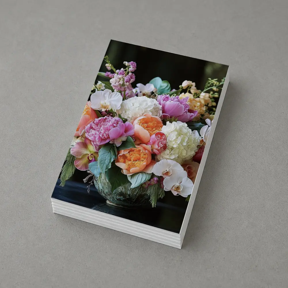 Peonies Orchids Hydrangea Bouquet Dark Background – Postcards