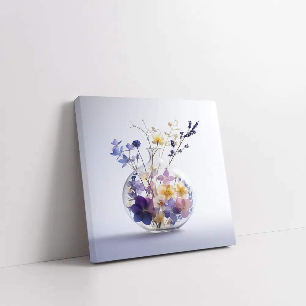 Wild Flowers in Round Glass Vase – Wall Art