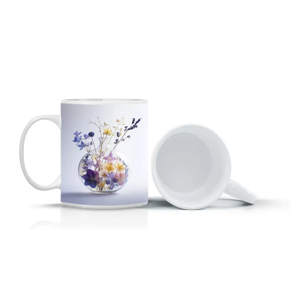 Wild Flowers in Round Glass Vase – Mugs