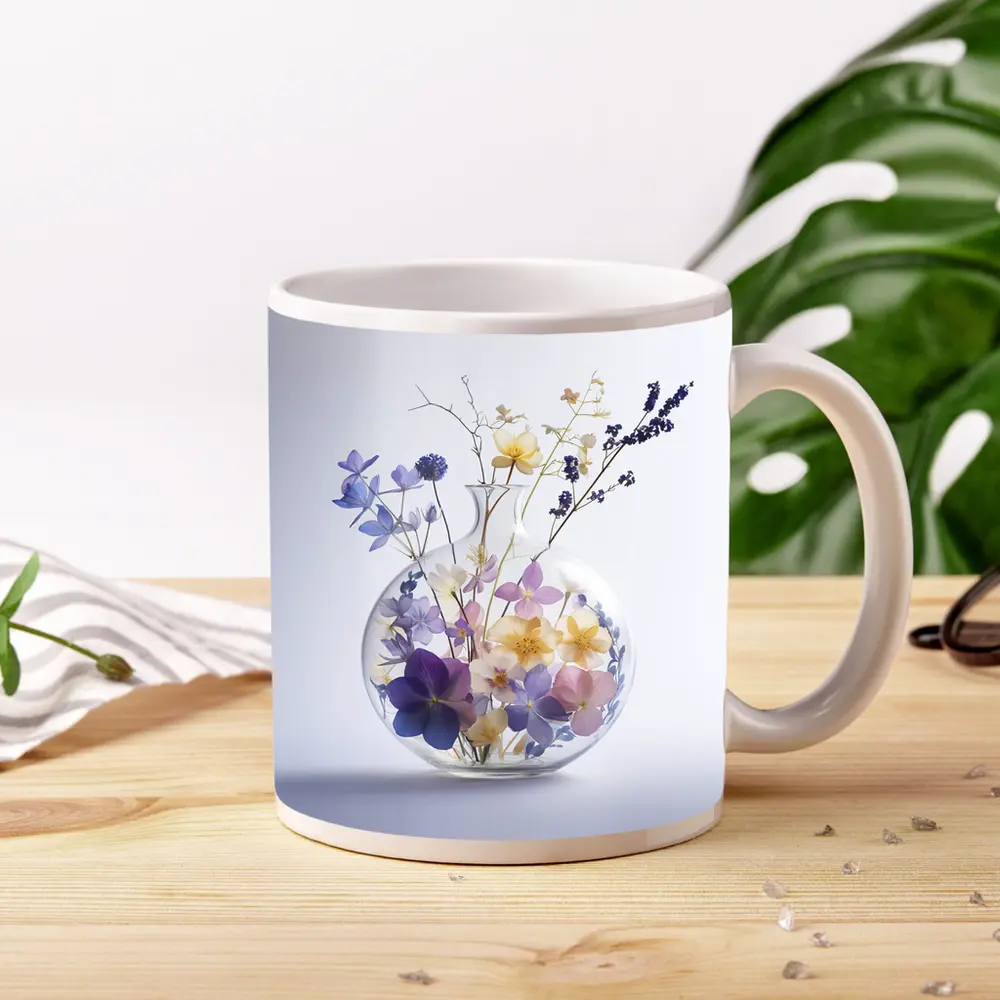 Wild Flowers in Round Glass Vase – Mugs