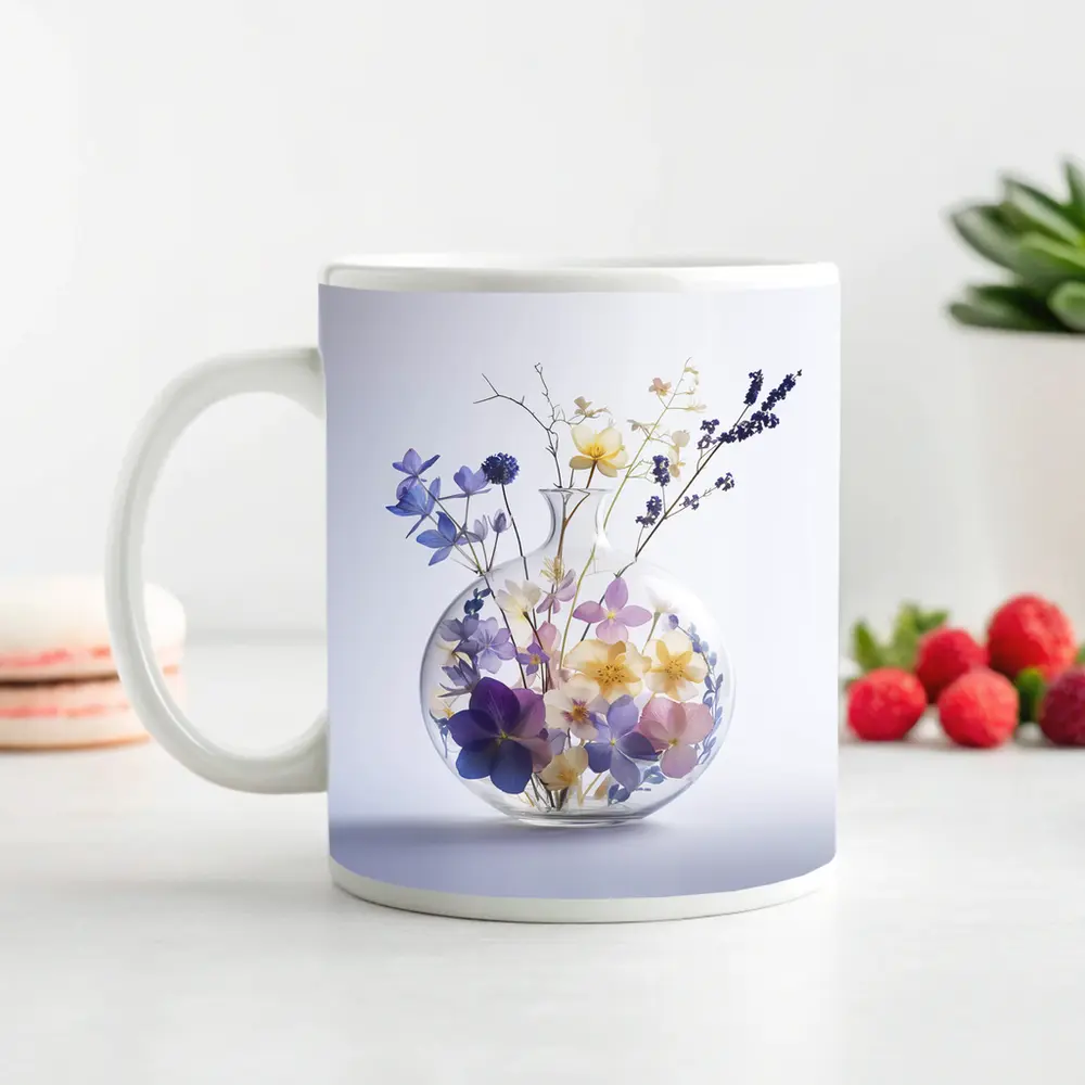 Wild Flowers in Round Glass Vase – Mugs