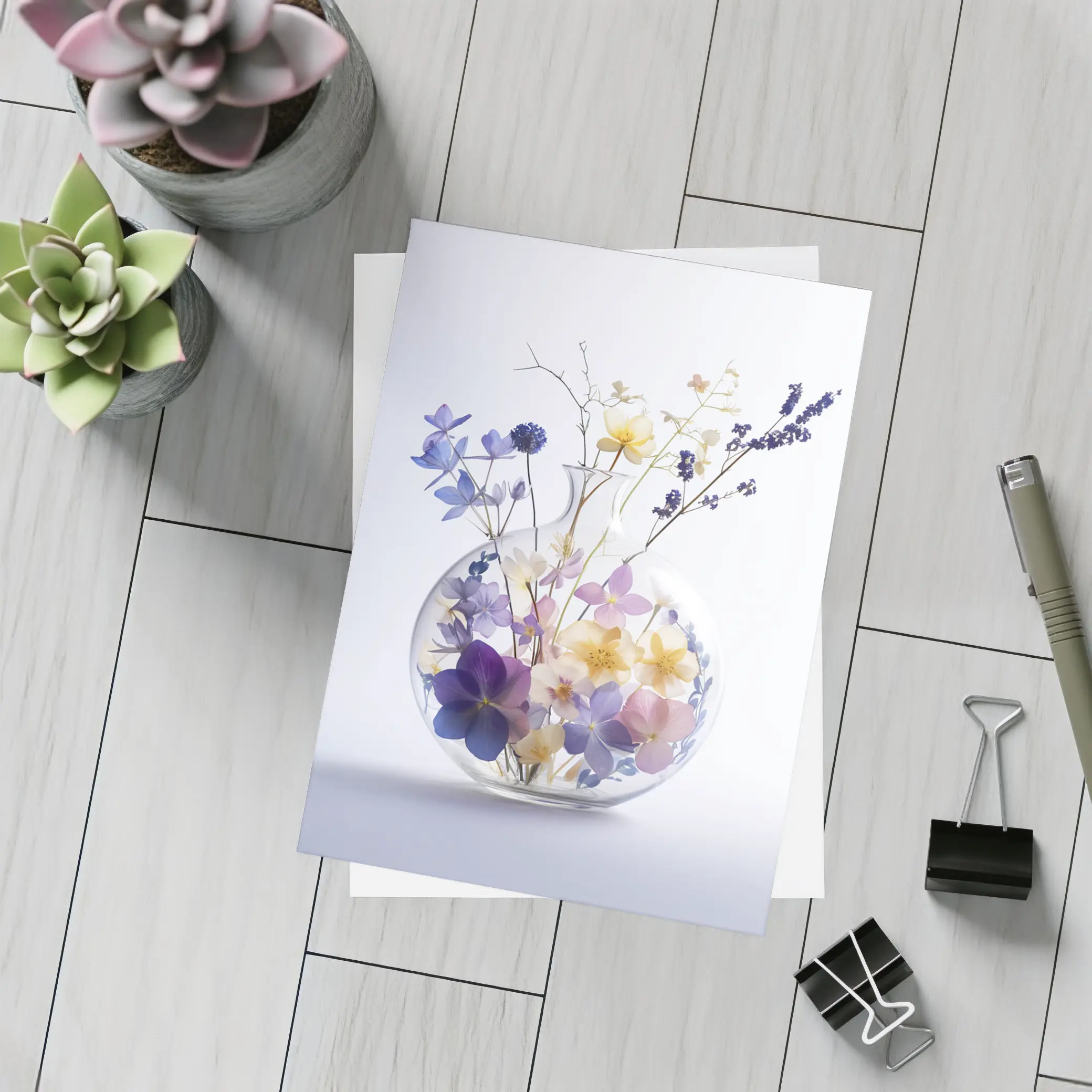Wild Flowers in Round Glass Vase – Postcards