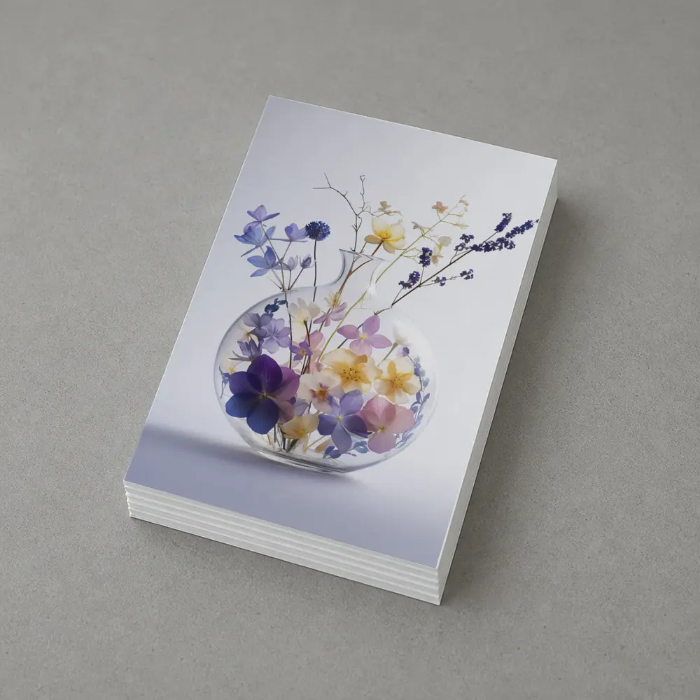 Wild Flowers in Round Glass Vase – Postcards