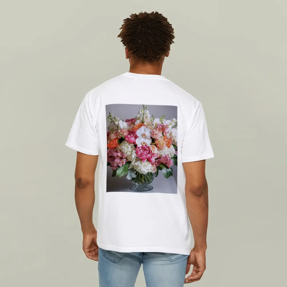 Peony Orchid Hydrangea Bouquet Glass Vase – T-Shirts