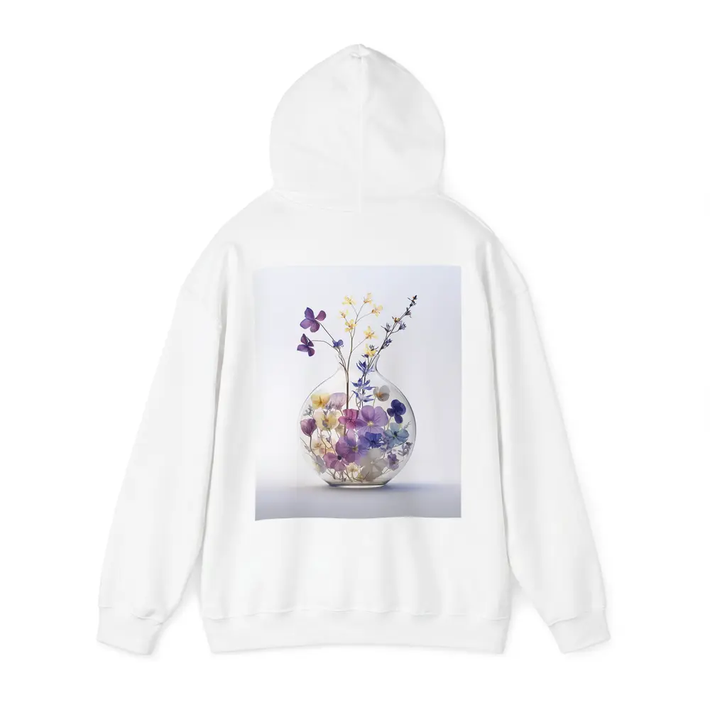 Pressed Wildflowers in Round Glass Vase – Hoodies