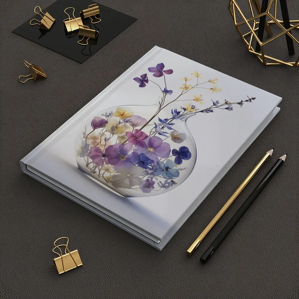 Pressed Wildflowers in Round Glass Vase – Notebooks