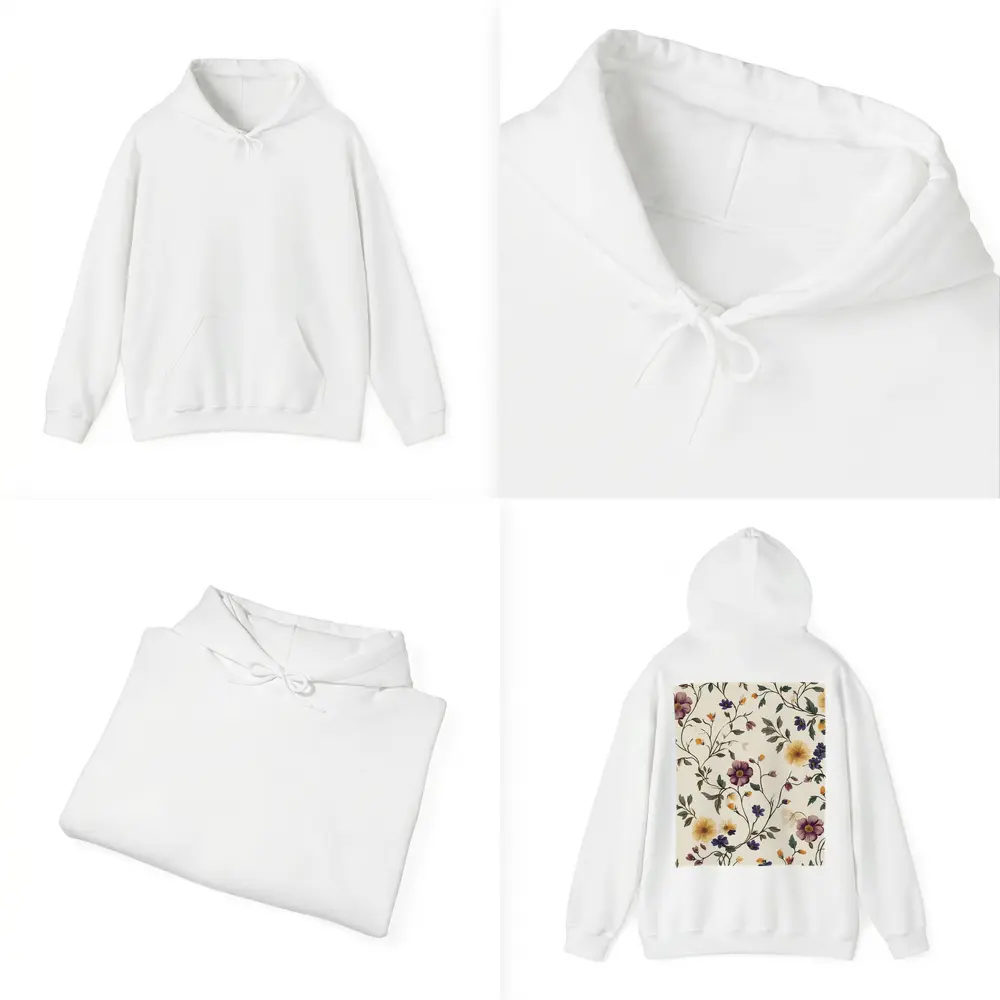 Vintage Botanical Floral Vine Pattern Beige Background – Hoodies
