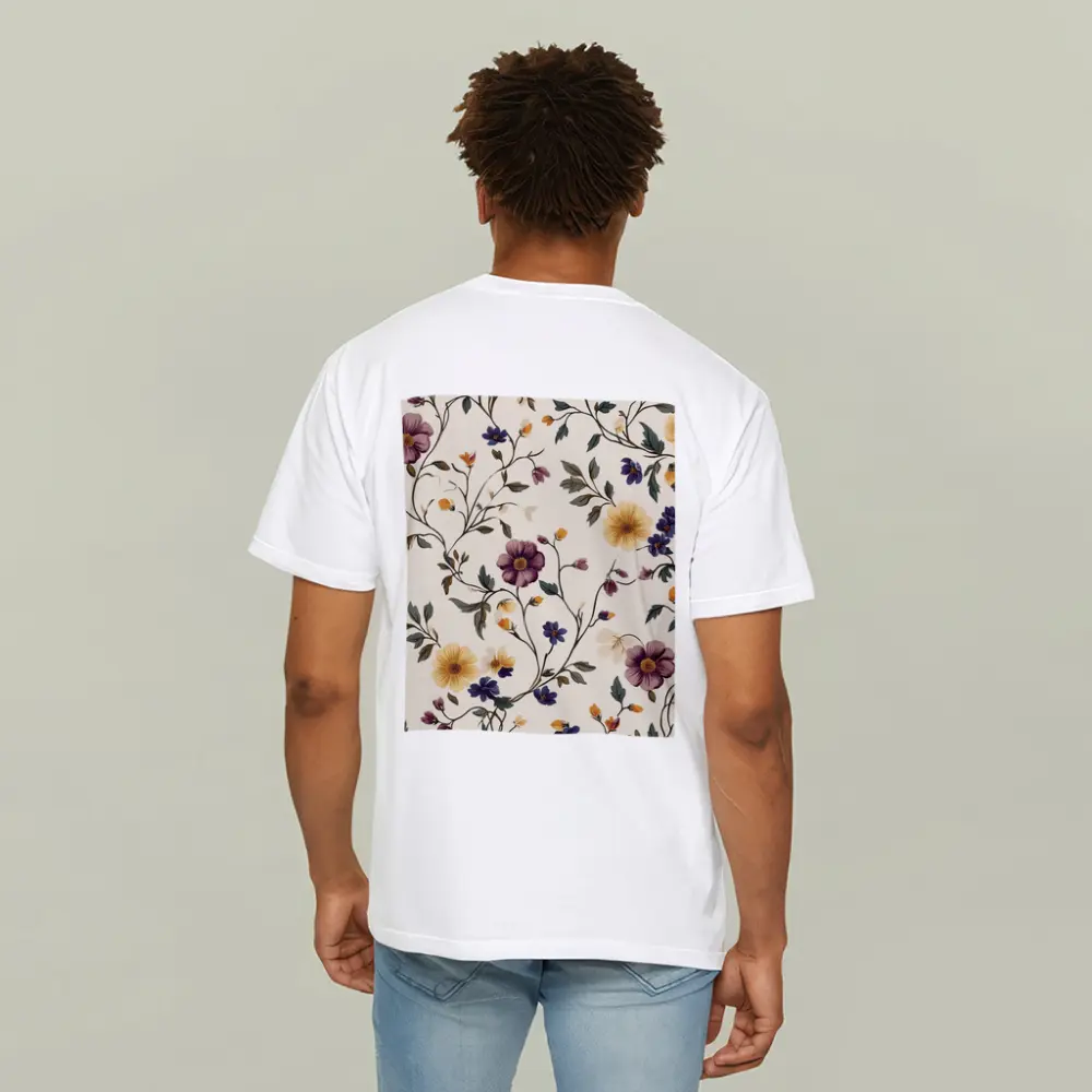 Vintage Botanical Floral Vine Pattern Beige Background – T-Shirts