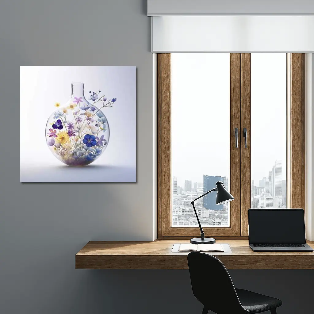 Wildflowers Inside Glass Vase Minimal Art – Wall Art