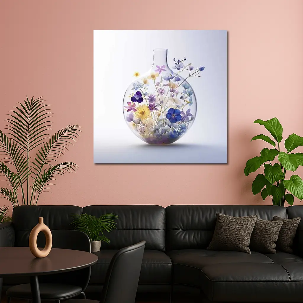 Wildflowers Inside Glass Vase Minimal Art – Wall Art