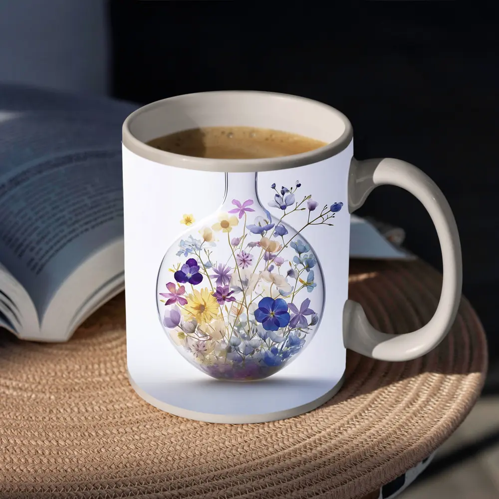 Wildflowers Inside Glass Vase Minimal Art – Mugs