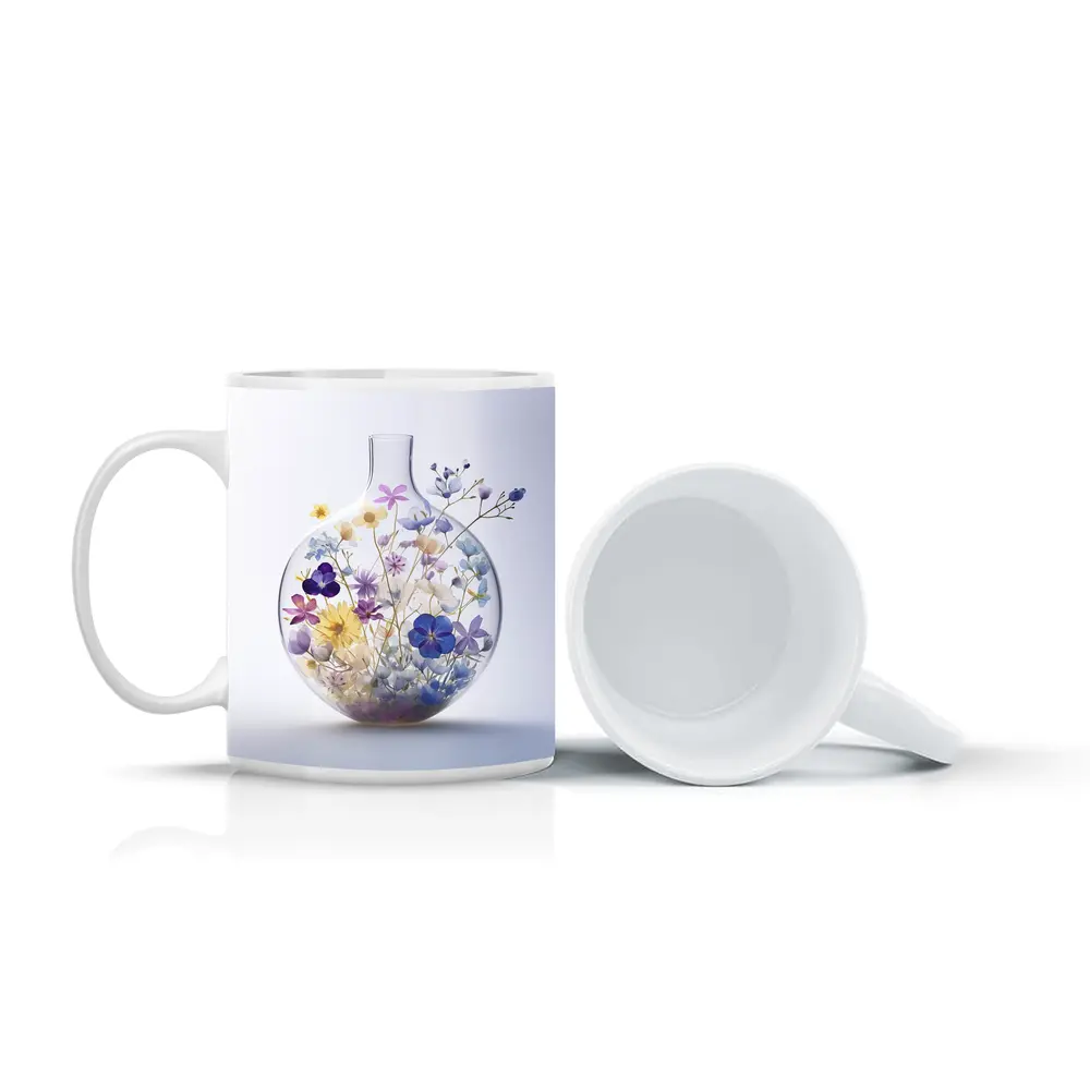 Wildflowers Inside Glass Vase Minimal Art – Mugs